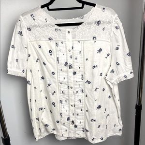 Lucky Brand Short Sleeve Cotton Blouse